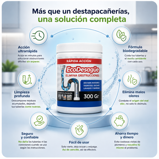 Combo Eco Desagüe- Destapa tuberías en minutos sin plomero🚰