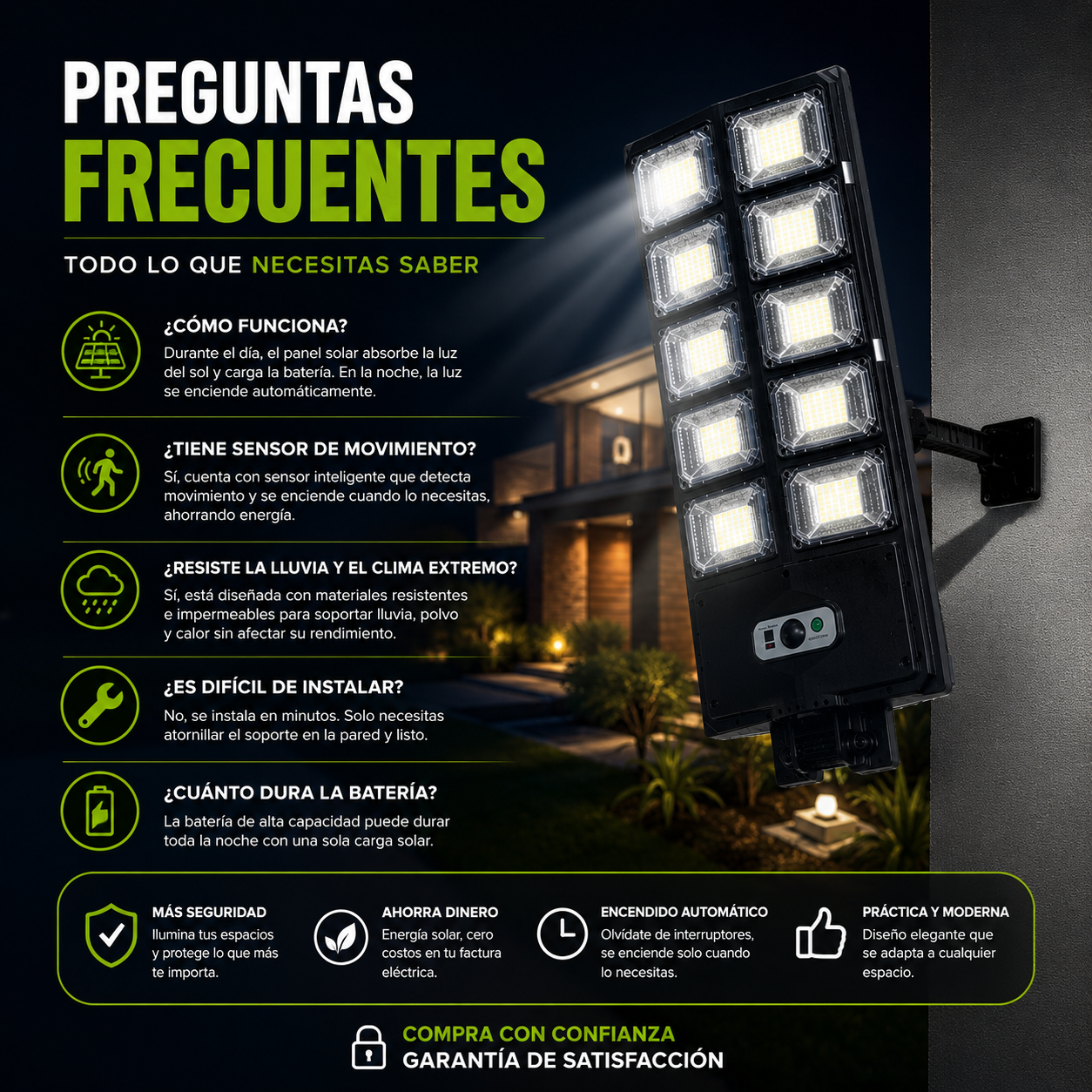 Lampara Solar- Más seguridad y luz para tu hogar🌙