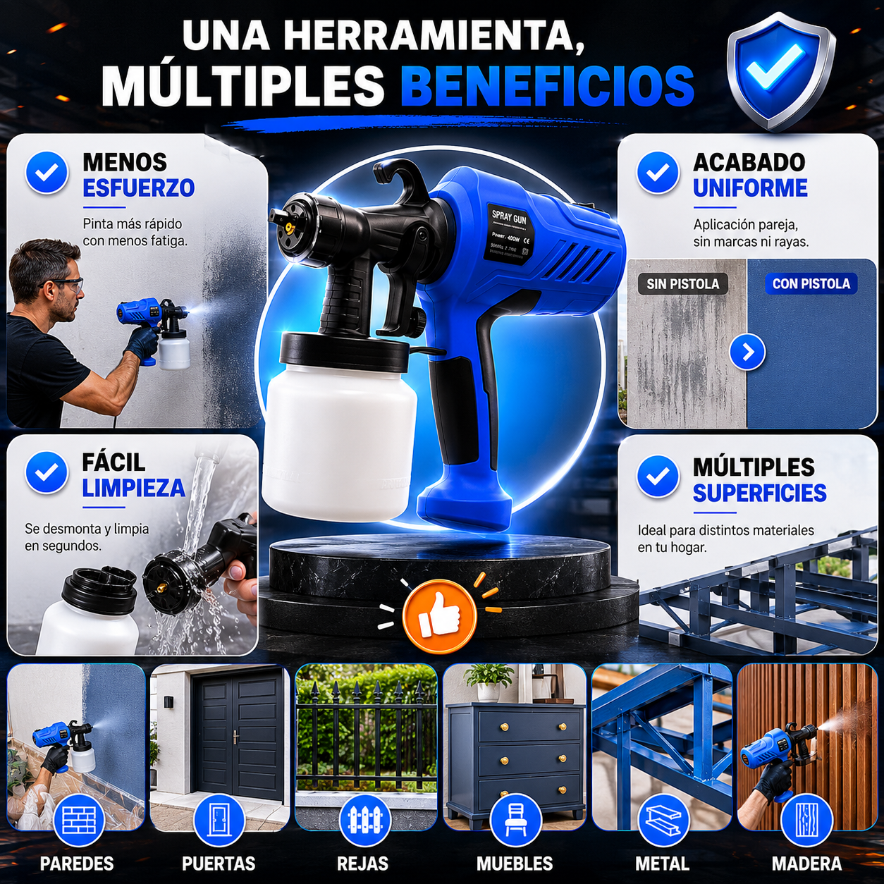 Pistola de Pintura-Dale nueva vida a tu hogar fácilmente
