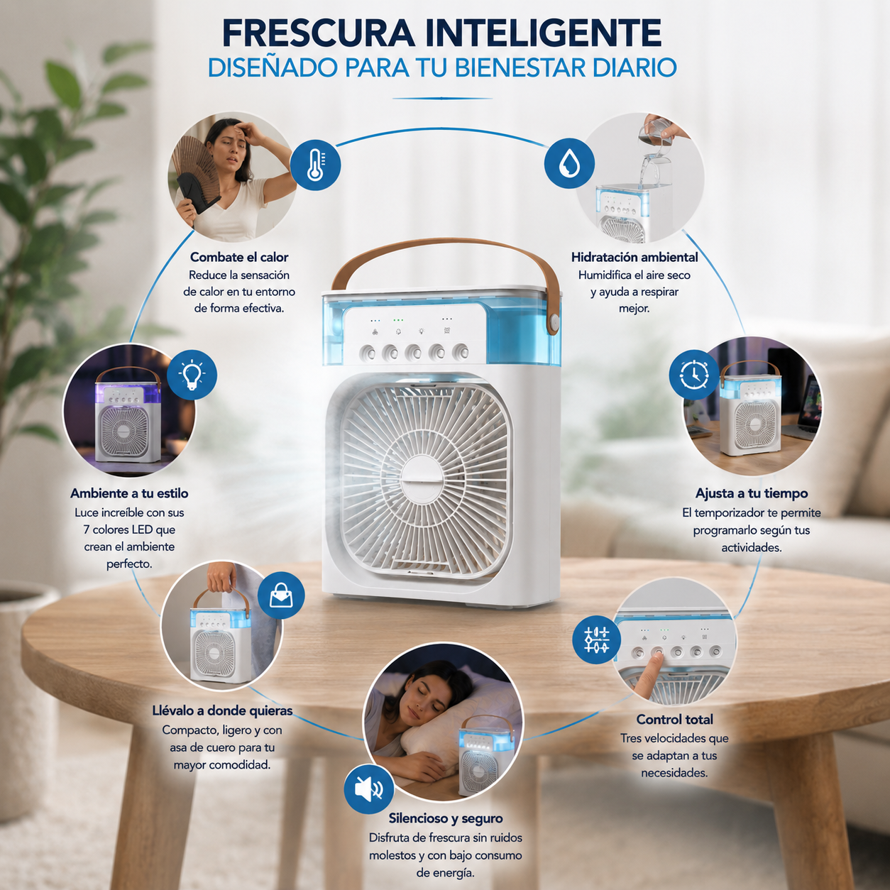 Ventilador De Aire Frio-Frescura personal para días y noches calurosas🌬️
